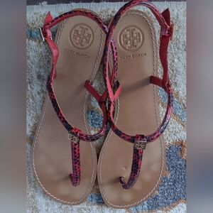 Tory Burch Red Strappy Thong Sandals